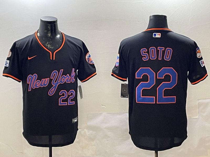 Men New York Mets #22 Soto Black Throwback Game Nike 2025 MLB Jersey style 1->new york mets->MLB Jersey